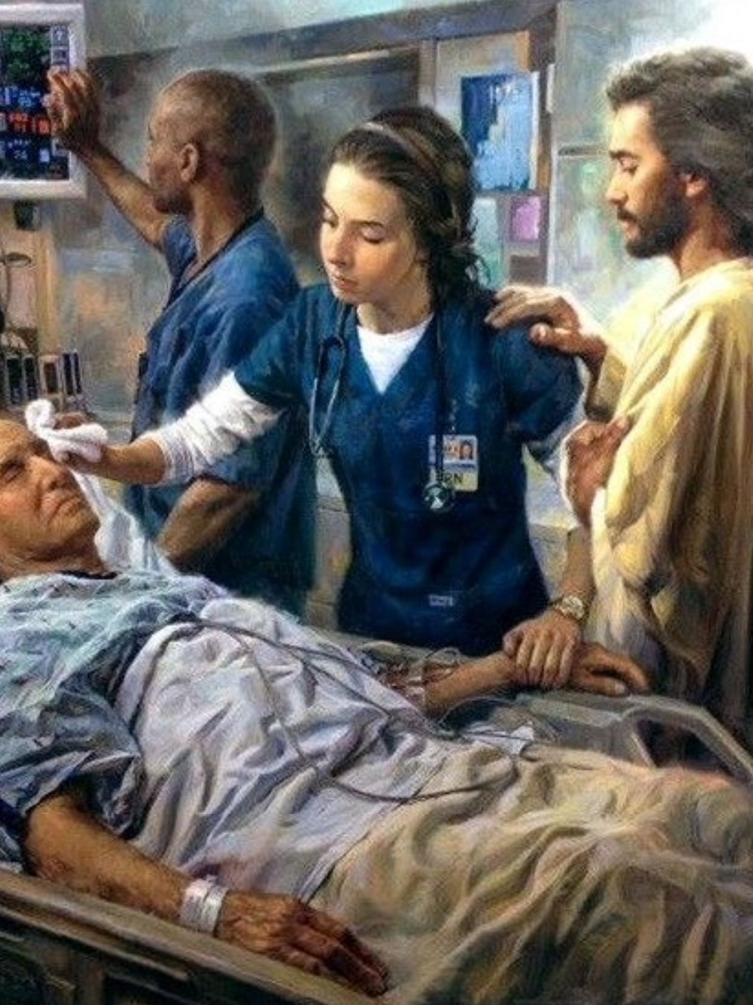 Imagen ilustrativa de Jesucristo en un hospital